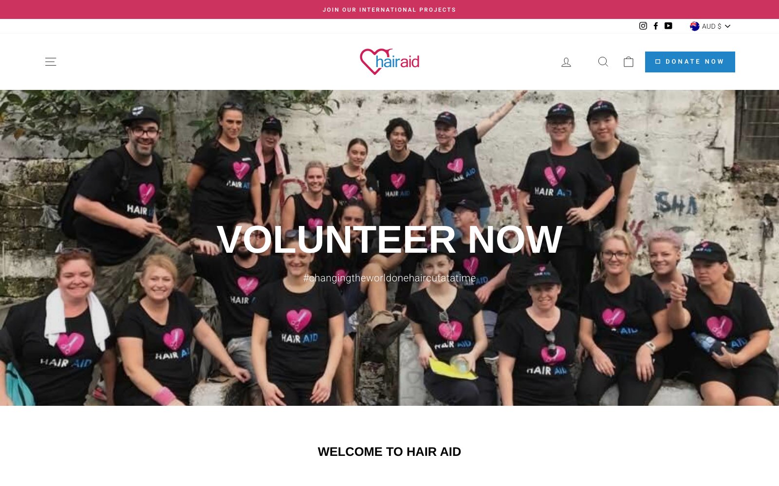 Hair Aid website homepage